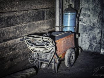 A welder in the corner of the old Ferrum foundry in Schafisheim, Switzerland, Schweiz