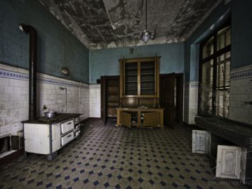 In the Kitchen - The kitchen of the Château Lumière, an abandoned villa / mansion in Alsace, France